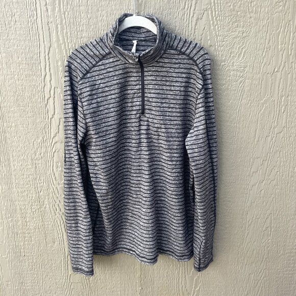 Lululemon Surge Warm Men's Large 1/2 Zip Jacket in Raven Stripe Black Heathered - Picture 2 of 8